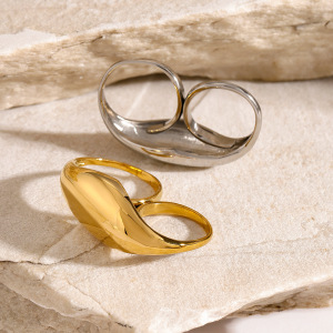 Bague Ajustable Géométrique Pour Femme, En Acier Inoxydable Plaqué Or Et Étanche (1 Pièce). h5 Image3