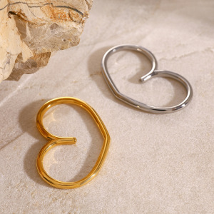 1 Paire De Bagues Simples Géométriques Quotidiennes En Acier Inoxydable Plaqué Or Pour Femme h5 Image5