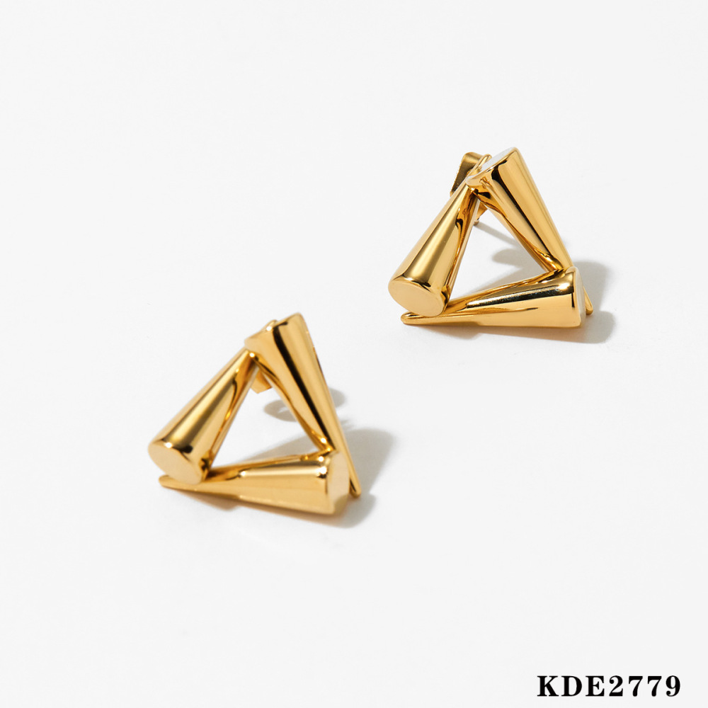 Boucles D'Oreilles Puces Pour Femmes, En Acier Inoxydable, Imperméables, En Forme De Triangle Simple h5Image2