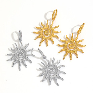 Boucles D'Oreilles Pendantes Plaquées Or, Motif Soleil/Lune (1 Paire) h5 Image4