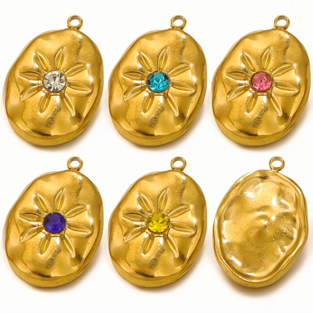 Pendentif Femme Elliptique Élégant En Acier Inoxydable Doré, Collection Simple Series Elegant Sun (1 Pièce) Image6