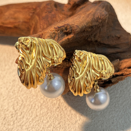Boucles d'oreilles pendantes rétro en forme de cœur, en acier inoxydable doré, étanches, pour femme (1 paire).