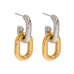 1 Paire De Boucles D'Oreilles Pendantes Pour Femmes, Série Simple , En Acier Inoxydable Plaqué Or  h5 Image7