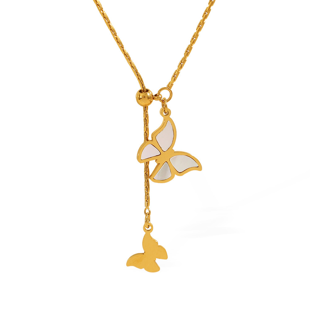 Collier Avec Pendentif En Forme De Coquillage Pour Femme, Série Romantique, En Acier Titane Plaqué Or , Motif Animal Doux Image6