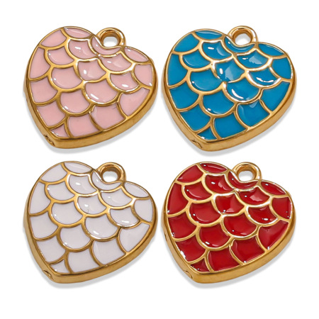 Pendentif femme classique en forme de cœur, en acier inoxydable, couleur or, étanche, collection romantique (1 pièce)
