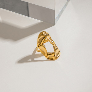 Bague Ajustable Pour Femme, Série Classique, Style Ins, Motif Marteau, En Acier Inoxydable, Couleur Or h5 Image6