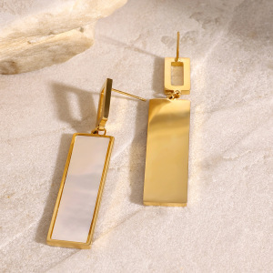 1 Paire De Boucles D'Oreilles Pendantes Géométriques Classiques En Perles Artificielles Plaquées Or  Pour Femmes, Série Simple h5 Image4