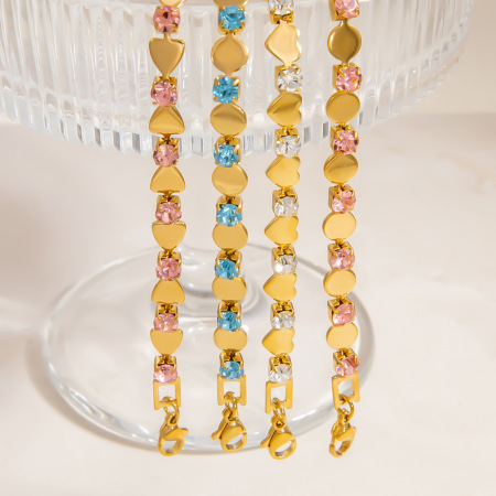 Bracelet chaîne élégant en acier titane couleur or pour femme, série luxueuse, 1 pièce 2