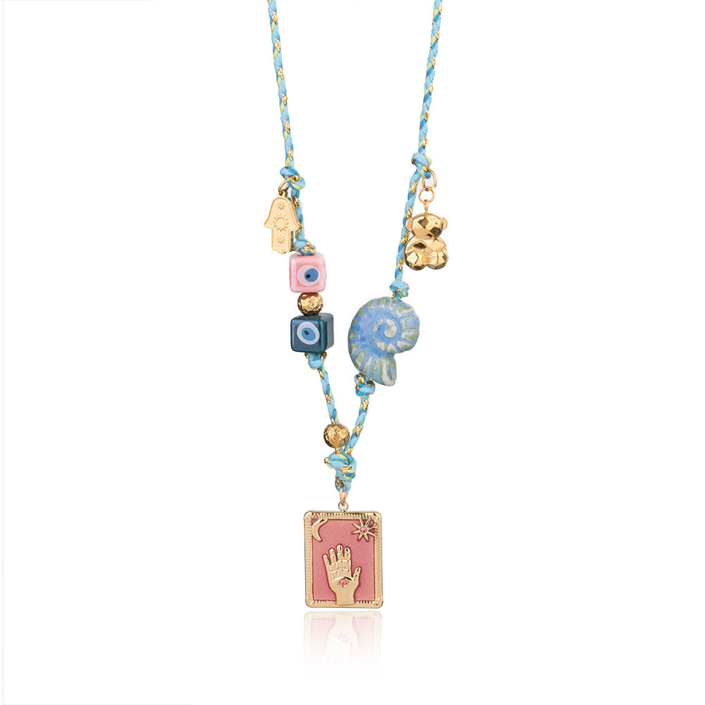 Collier Pendentif Femme En Acier Inoxydable Doré, Style Tarot Classique, Collection Luxe (1 Pièce) Image10