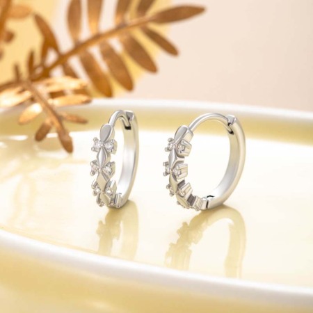 1 pièce de boucles d'oreilles créoles géométriques simples en cuivre sans placage et zircone pour femme