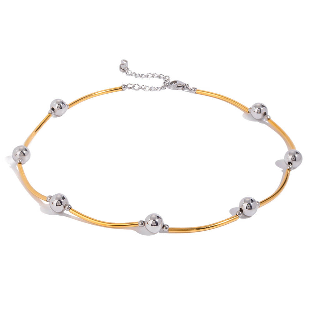 Collier Chaîne Géométrique Décontracté En Acier Inoxydable Plaqué Or  Pour Femme, Série Simple, 1 Pièce Image5