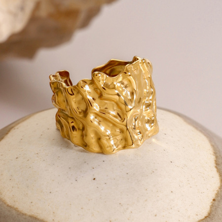 bracelet rétro en acier inoxydable plaqué or  pour femme, série classique, couleur unie 2