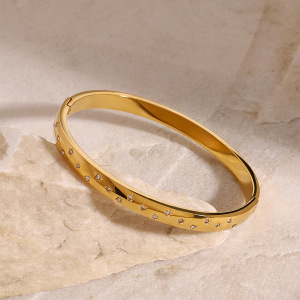 Bracelet Jonc Femme Little Star, Collection Romantique, En Acier Inoxydable, Couleur Or, Imperméable, Assorti À Tous Les Styles. h5 Image2