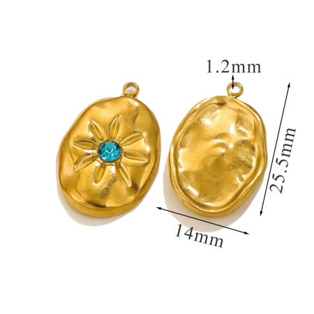 Pendentif femme elliptique élégant en acier inoxydable doré, collection Simple Series Elegant Sun (1 pièce) 2