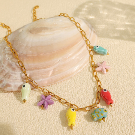 bracelet à breloques tortue mignonne en acier inoxydable plaqué or  pour femme, série simple, 1 pièce 2