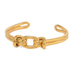 Bracelet Simple Torsadé En Acier Inoxydable Plaqué Or  Pour Femme, 1 Pièce h5 Image6
