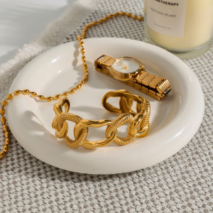 Bracelet Jonc Moderne Et Élégant Pour Femme, En Acier Inoxydable, Couleur Or, Avec Nœud Solide, Idéal Au Quotidien (1 Pièce) h5 Image5