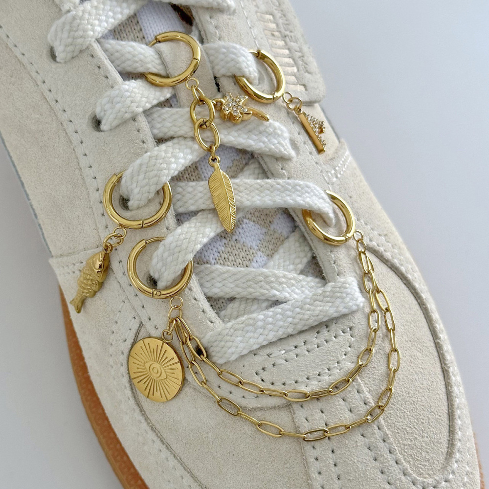 1 Paire De Pendentifs Rétro En Acier Inoxydable Plaqué Or  Pour Femme, Série Simple Image3