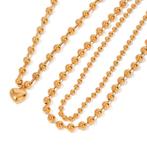 Collier De Perles Pour Femme En Acier Inoxydable Plaqué Or , Série Simple, Cœur Simple, 1 Pièce h5 Image6