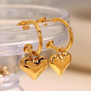 1 Paire De Boucles D'Oreilles Pendantes Pour Femme, Série Romantique, En Acier Titane Couleur Or, Motif Cœur h5 Image7