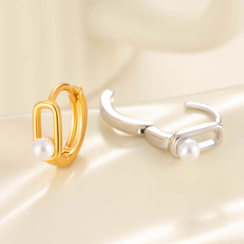 1 Pièce De Boucles D'Oreilles Créoles Géométriques Simples En Cuivre Sans Placage Pour Femmes Image5