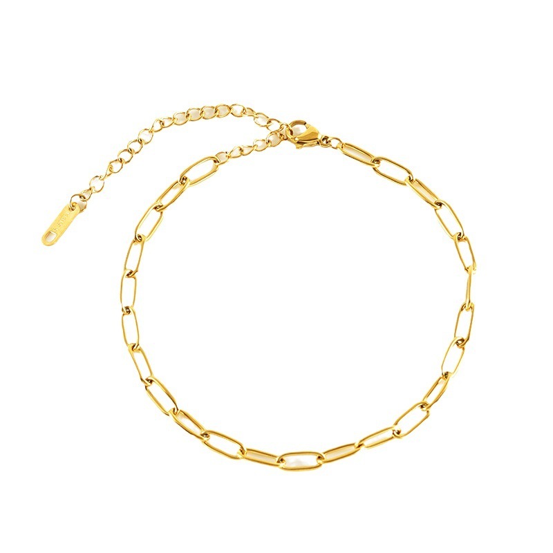 1 Paire De Bracelets De Cheville En Acier Inoxydable Plaqué De Style Ins Transfrontalier, Bijoux De Cheville Simples Et Polyvalents Pour Femmes h5Image6