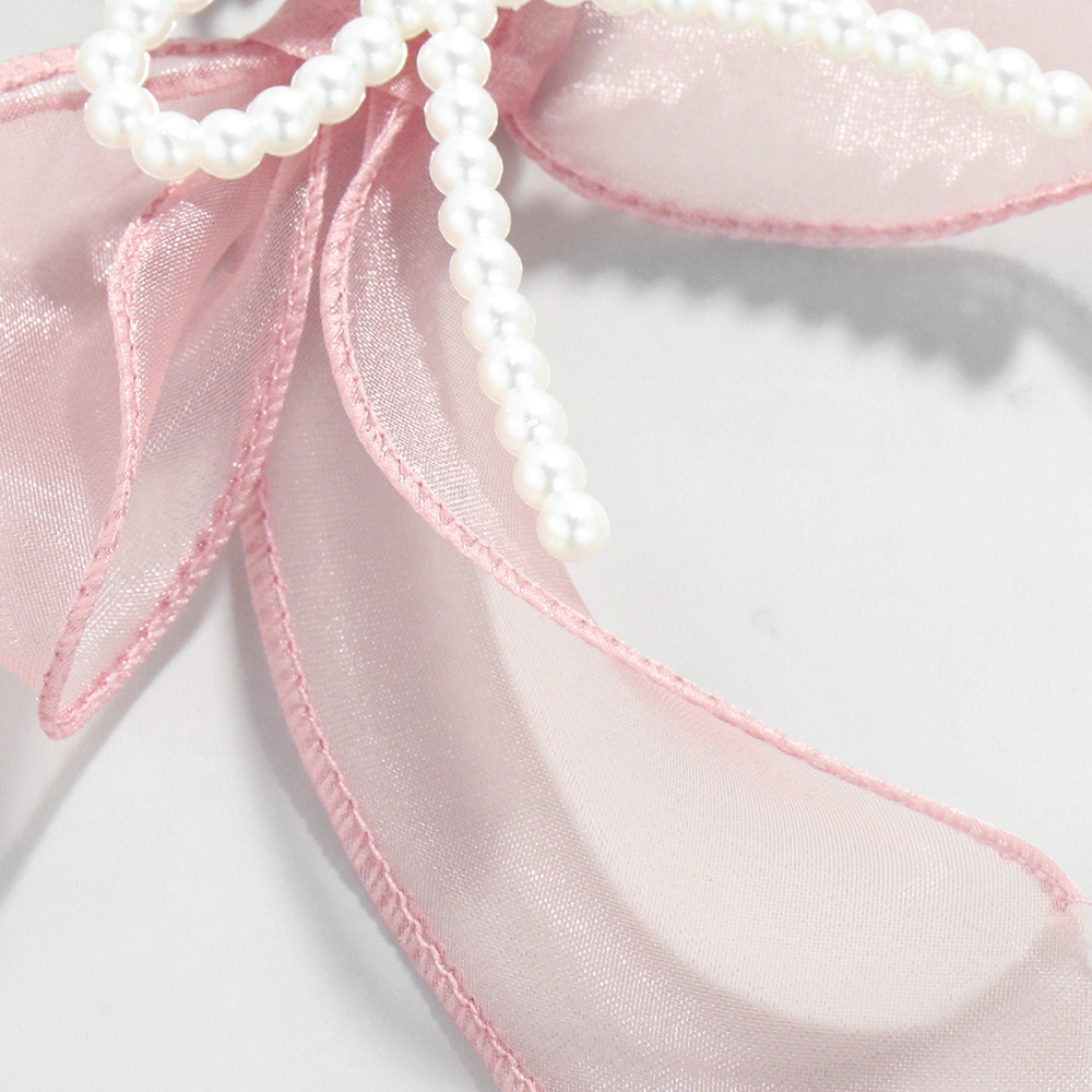 1 Pièce De La Série Romantique, Joli Nœud Papillon En Organza, Perle Artificielle, Breloques De Sac Pour Femme h5Image5