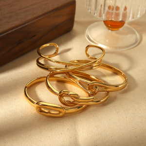 1 Pièce De Style Ins Bracelets Ronds Plaqués Or  h5 Image3