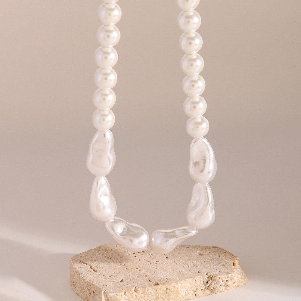 Collier De Perles Artificielles Pour Femme, Série Classique, Élégant, En Acier Inoxydable Plaqué Or Image5