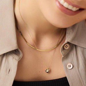 Colliers Superposés Pour Femmes, Série Simple, En Acier Inoxydable Plaqué Or , Motif Cœur Simple h5 Image3