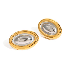 1 Paire De Boucles D'Oreilles Ovales Assorties En Acier Inoxydable Or , Modèle De  Internet, Même Mode, Boucles D'Oreilles En Acier Titane Assorties, Boucles D'Oreilles Pour Femmes h5 Image5