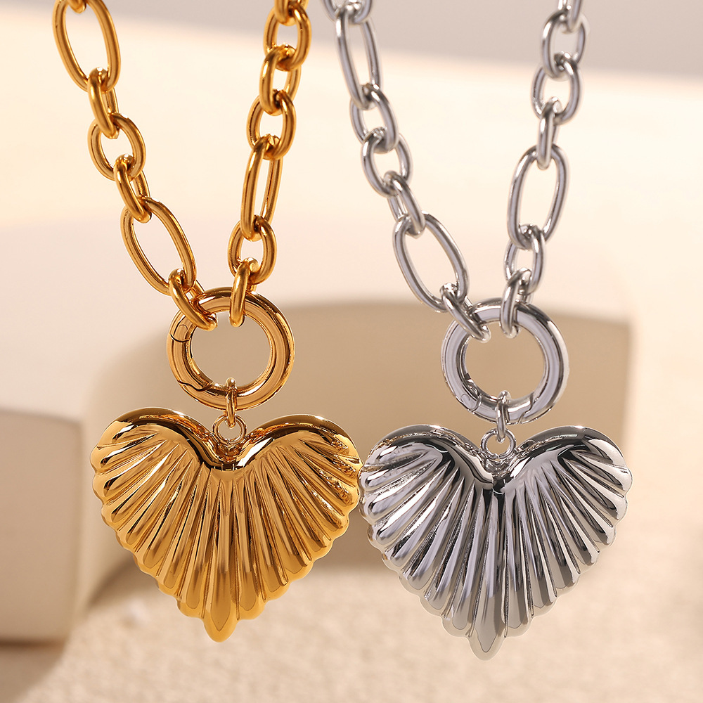 Collier Avec Pendentif En Forme De Cœur Romantique En Acier Titane Couleur Or Pour Femme, 1 Pièce h5Image4