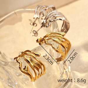 Boucles D'Oreilles Puces Pour Femme, En Acier Inoxydable Doré, Imperméables, De Forme Irrégulière (1 Paire). h5 Image5
