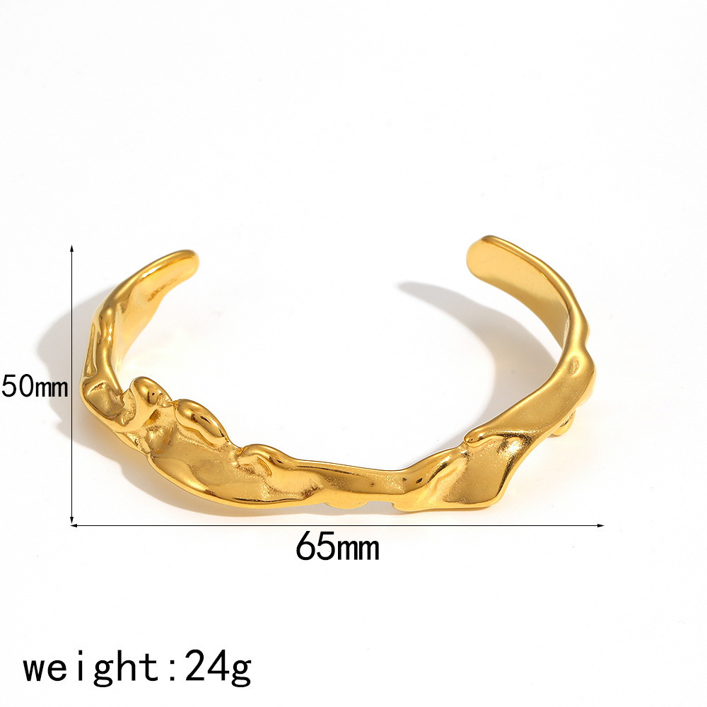 Bague Simple De Luxe Légère En Acier Inoxydable Plaqué Or Pour Femme, 1 Pièce h5Image6