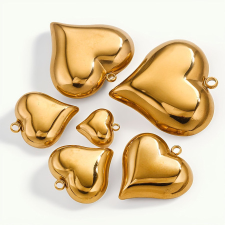 Pendentif femme en acier inoxydable doré, étanche, en forme de cœur, collection romantique (1 pièce)