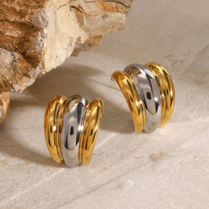 1 Paire De Boucles D'Oreilles À Tige Pour Femme En Acier Inoxydable Plaqué Or , Série Simple, Lettre Quotidienne h5 Image4