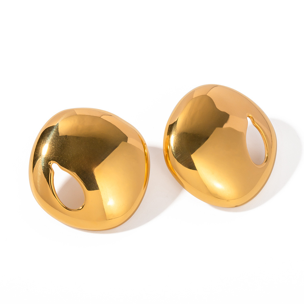 1 Paire De Boucles D'Oreilles À Tige Géométriques Décontractées En Acier Inoxydable Plaqué Or Pour Femmes Image6