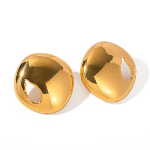 1 Paire De Boucles D'Oreilles À Tige Géométriques Décontractées En Acier Inoxydable Plaqué Or Pour Femmes h5 Image6
