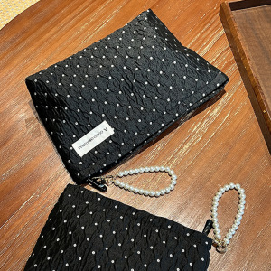 Sac À Main Élégant En Polyester À Pois Pour Femme, Série Classique, 1 Pièce h5 Image3