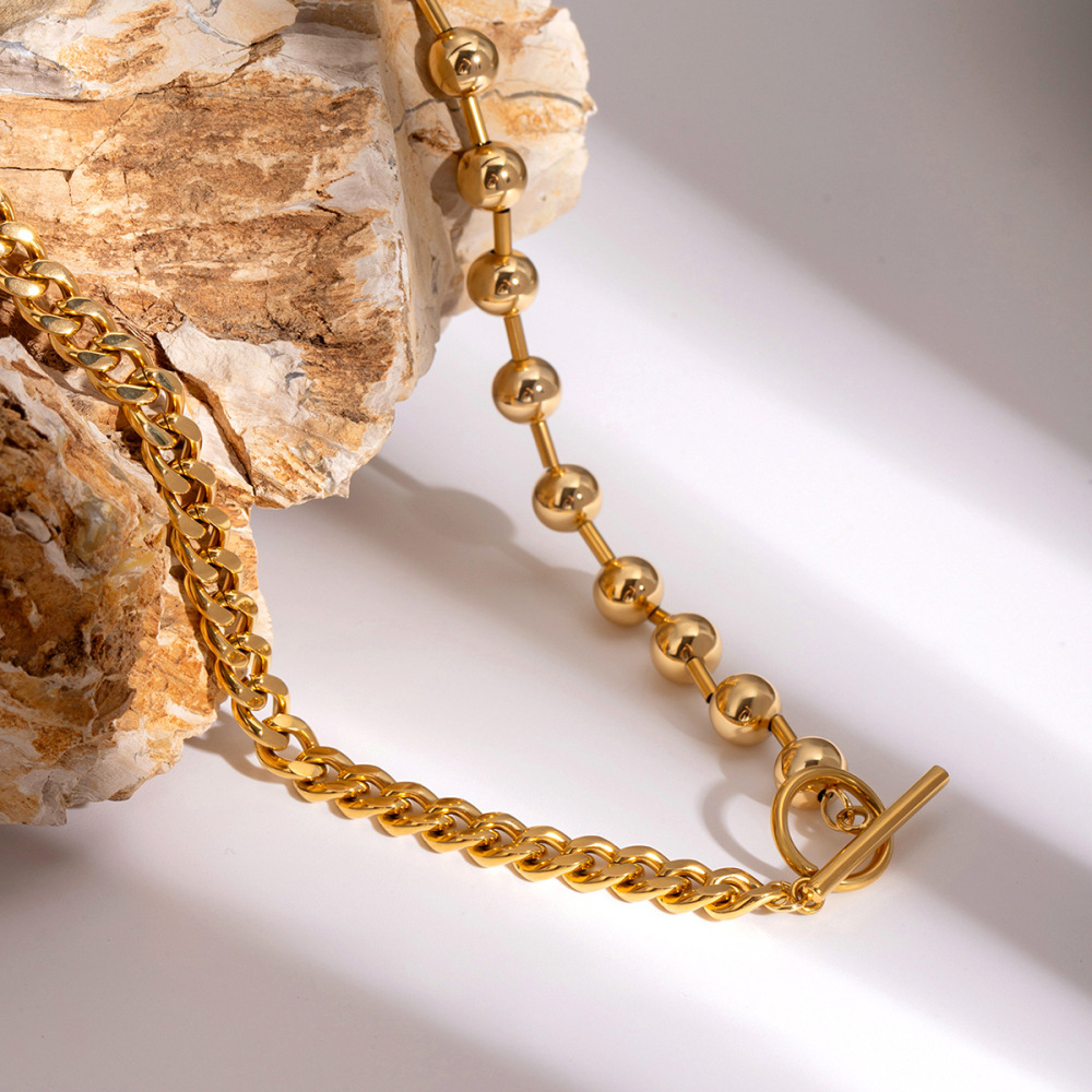Collier Avec Pendentif En Acier Inoxydable Plaqué Or  Pour Femme, Série Simple, Style Ins Image3
