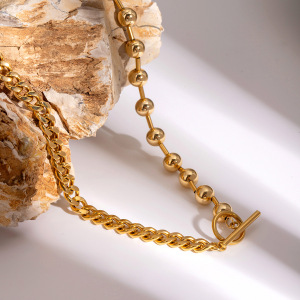 Collier Avec Pendentif En Acier Inoxydable Plaqué Or  Pour Femme, Série Simple, Style Ins h5 Image3