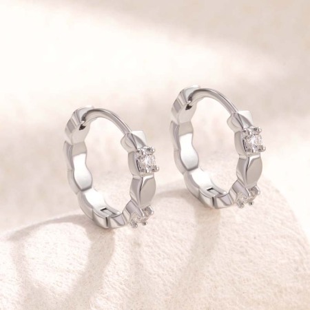 1 pièce de boucles d'oreilles créoles géométriques simples en cuivre sans placage pour femmes, série Simple, en zircone