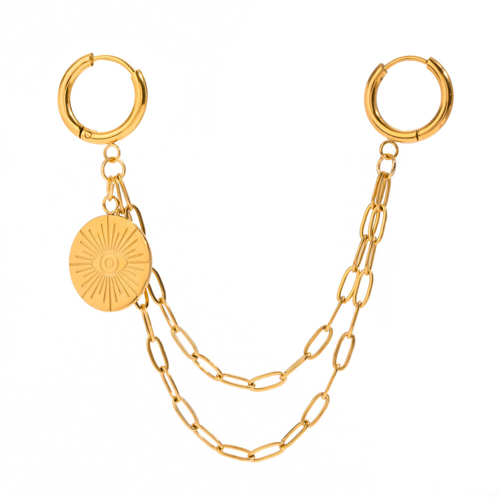 1 Paire De Pendentifs Rétro En Acier Inoxydable Plaqué Or  Pour Femme, Série Simple Image5