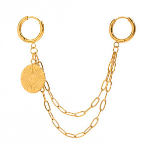 1 Paire De Pendentifs Rétro En Acier Inoxydable Plaqué Or  Pour Femme, Série Simple h5 Image5
