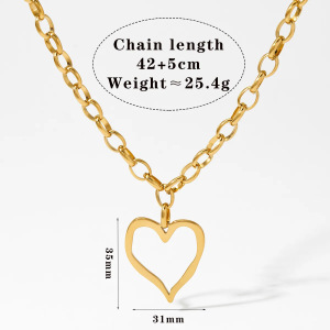 Colliers Pendentifs En Acier Inoxydable Étanche Couleur Or, Forme Cœur, Série Simple h5 