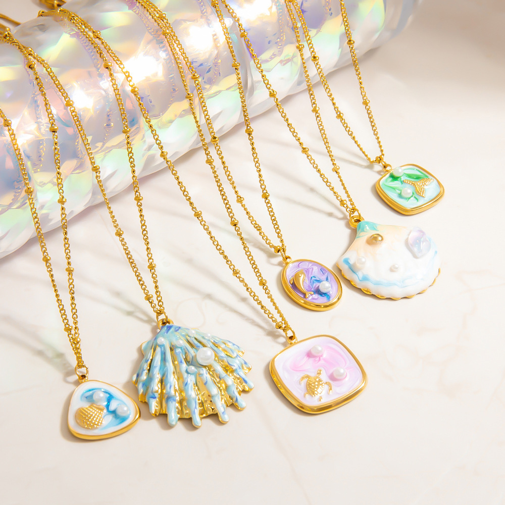 Colliers Pendentifs De Vacances En Acier Inoxydable Étanche Couleur Or Image4
