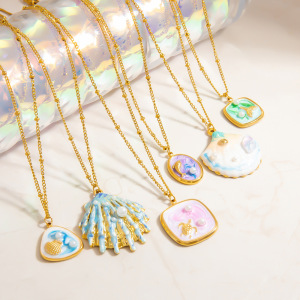 Colliers Pendentifs De Vacances En Acier Inoxydable Étanche Couleur Or h5 Image4