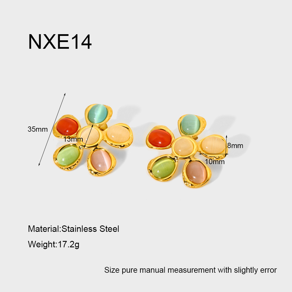 Colliers Pour Femmes En Acier Inoxydable Étanches Avec Fleurs En Verre Coloré Élégant 