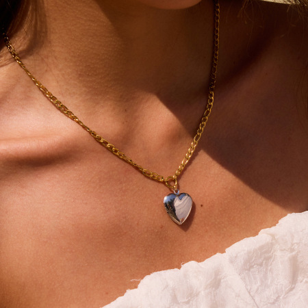 Colliers pendentifs en acier inoxydable imperméables en forme de cœur simple, couleurs assorties 2