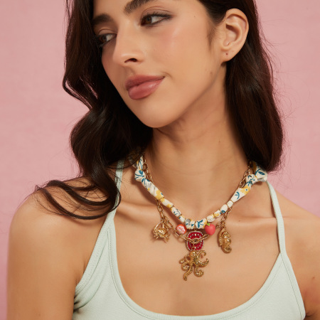 Colliers pendentifs pour femmes, série Organismes marins, en acier inoxydable étanche, couleur or
